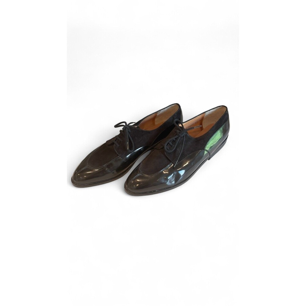 Robert Clergerie pour Barneys NY Black Suede and Patent Derby Flats, 9.5, VTG